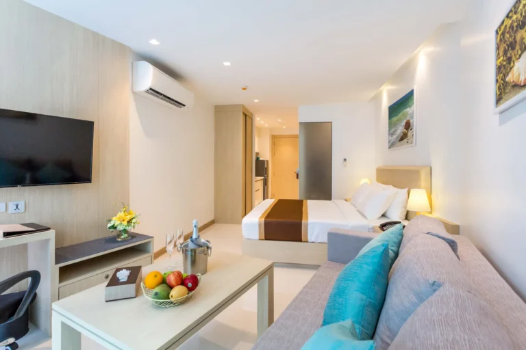 Direct swimming pool access from the Superior Room terrace at The Beachfront Hotel Phuket